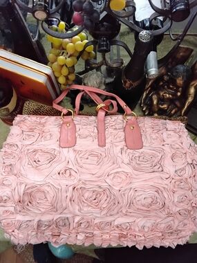 Pink Floral Rosette Tote Bag - Women Bags